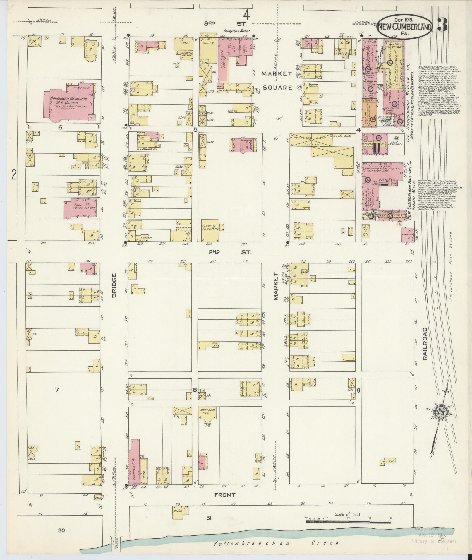 Sanborn Fire Insurance Map from New Cumberland, Cumberland County, Pennsylvania (1913), Sheet #0003 - Complete Map Set gallery image, historic Sanborn map, vintage wall art, Pennsylvania Pennsylvania