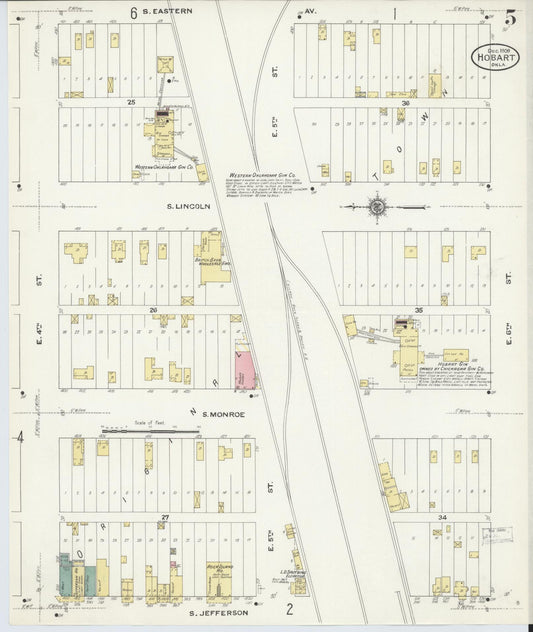 Sanborn Fire Insurance Map from Hobart, Kiowa County, Oklahoma (1909), Sheet #0005 - Historic Sanborn Fire Insurance Map Print, vintage old map wall art, antique decor, genealogy gift, Oklahoma Oklahoma map