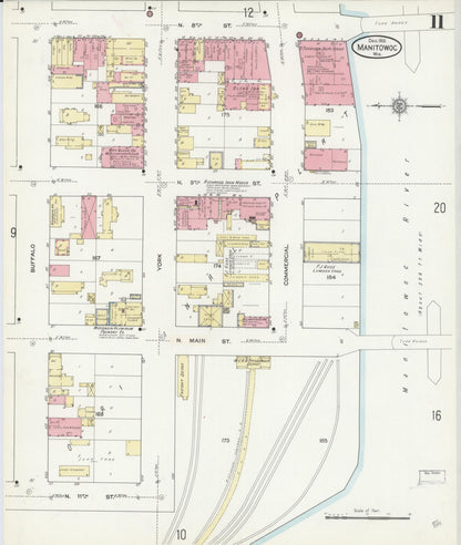 Sanborn Fire Insurance Map from Manitowoc, Manitowoc County, Wisconsin (1912), Sheet #0011 - Complete Map Set gallery image, historic Sanborn map, vintage wall art, Wisconsin Wisconsin