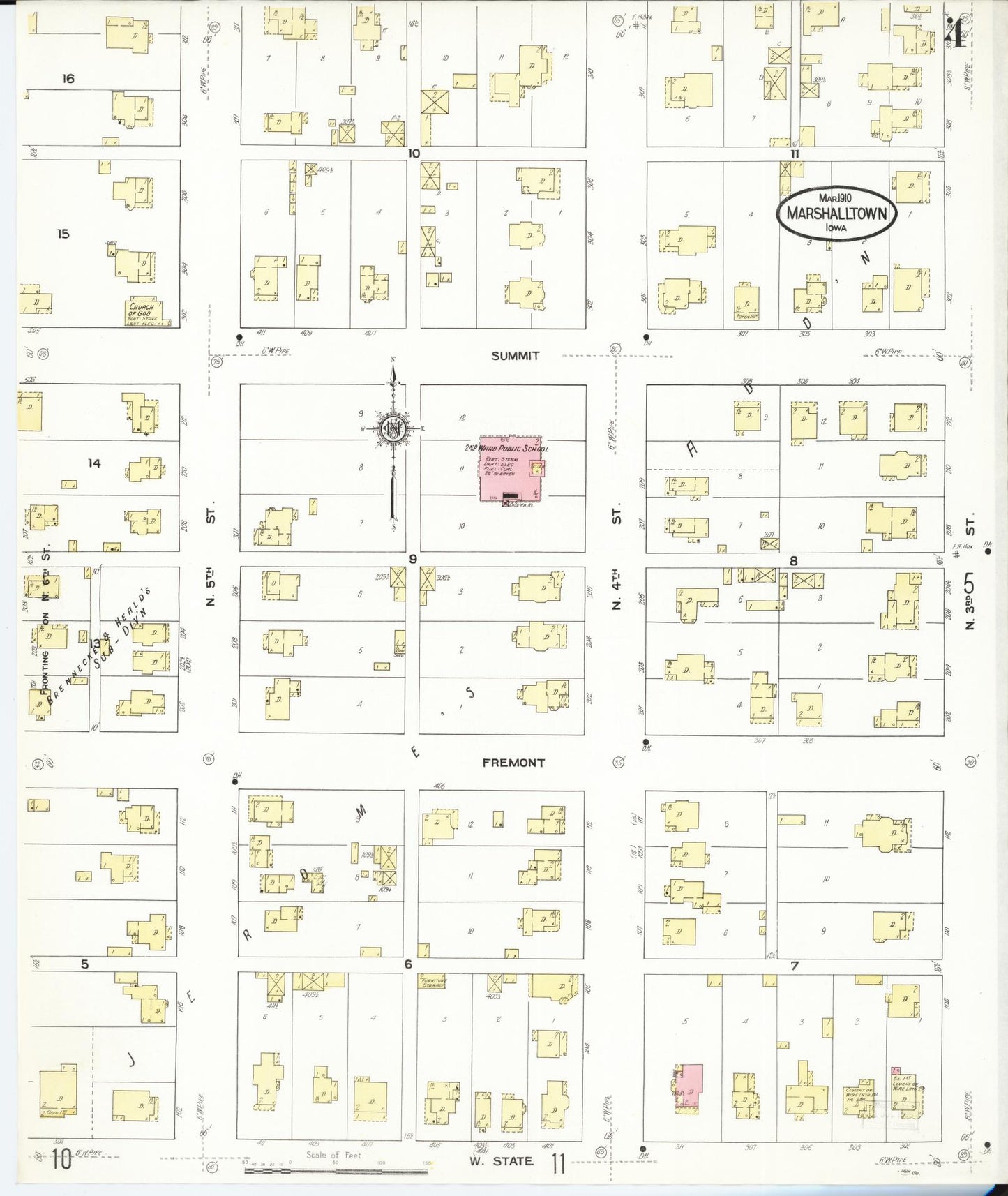 Sanborn Fire Insurance Map from Marshalltown, Marshall County, Iowa (1910), Sheet #0004 - Historic Sanborn Fire Insurance Map Print