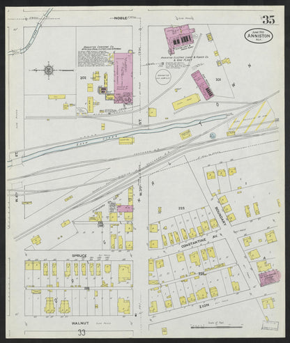 Sanborn Fire Insurance Map from Anniston, Calhoun County, Alabama (1910), Sheet #0035 - Complete Map Set gallery image, historic Sanborn map, vintage wall art, Alabama Alabama
