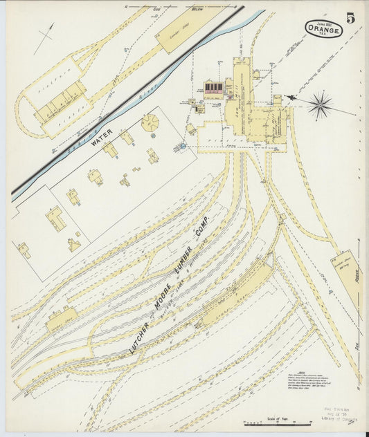 Sanborn Fire Insurance Map from Orange, Orange County, Texas (1891), Sheet #0005 - Historic Sanborn Fire Insurance Map Print, vintage old map wall art, antique decor, genealogy gift, Texas Texas map
