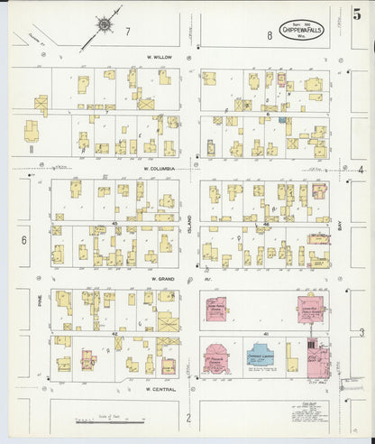 Sanborn Fire Insurance Map from Chippewa Falls, Chippewa County, Wisconsin (1910), Sheet #0005 - Complete Map Set gallery image, historic Sanborn map, vintage wall art, Wisconsin Wisconsin