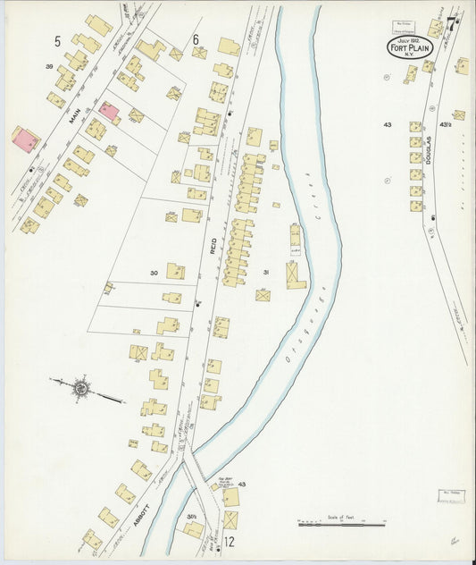 Sanborn Fire Insurance Map from Fort Plain, Montgomery County, New York (1912), Sheet #0007 - Historic Sanborn Fire Insurance Map Print, vintage old map wall art, antique decor, genealogy gift, New York New York map