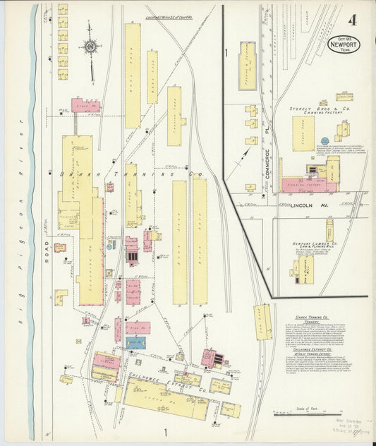 Sanborn Fire Insurance Map from Newport, Cocke County, Tennessee (1913), Sheet #0004 - Historic Sanborn Fire Insurance Map Print, vintage old map wall art, antique decor, genealogy gift, Tennessee Tennessee map