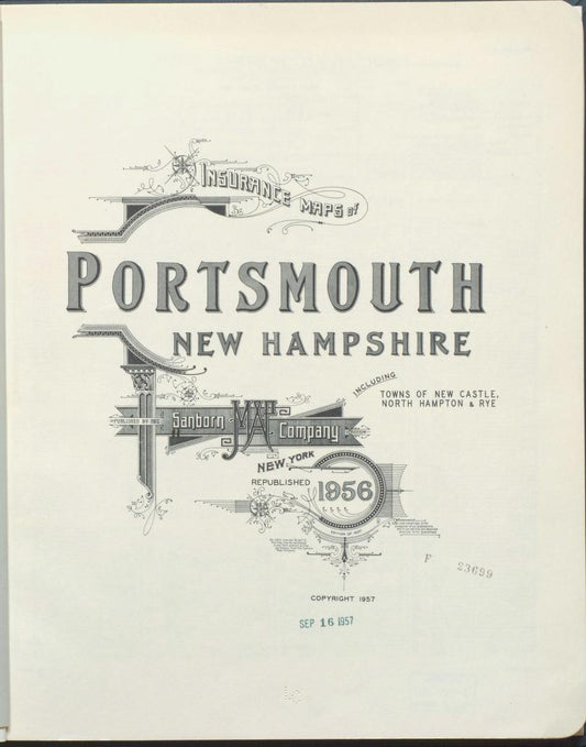 Sanborn Fire Insurance Map from Portsmouth, Rockingham County, New Hampshire (1956), Sheet #0001 - Historic Sanborn Fire Insurance Map Print, vintage old map wall art, antique decor, genealogy gift, New Hampshire New Hampshire map