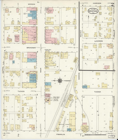 Sanborn Fire Insurance Map from Mentone, Kosciusko County, Indiana (1914), Sheet #0002 - Complete Map Set gallery image, historic Sanborn map, vintage wall art, Indiana Indiana
