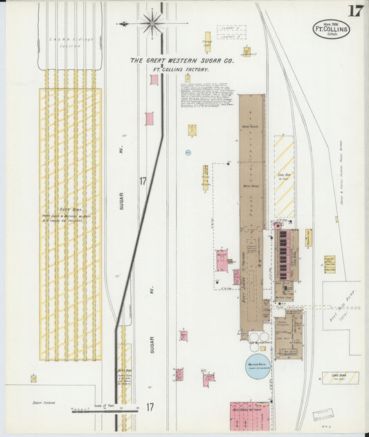 Sanborn Fire Insurance Map from Fort Collins, Larimer County, Colorado (1906), Sheet #0017 - Historic Sanborn Fire Insurance Map Print, vintage old map wall art, antique decor, genealogy gift, Colorado Colorado map