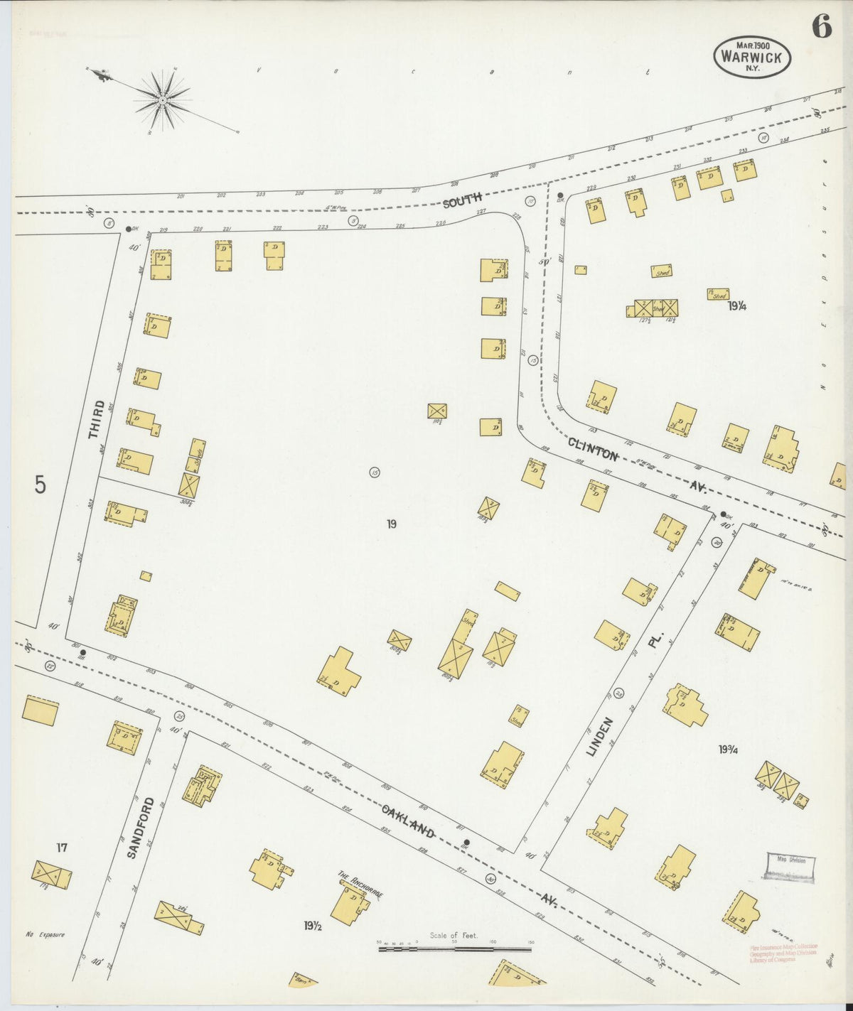 Sanborn Fire Insurance Map from Warwick, Orange County, New York (1900), Sheet #0006 - Complete Map Set gallery image, historic Sanborn map, vintage wall art, New York New York