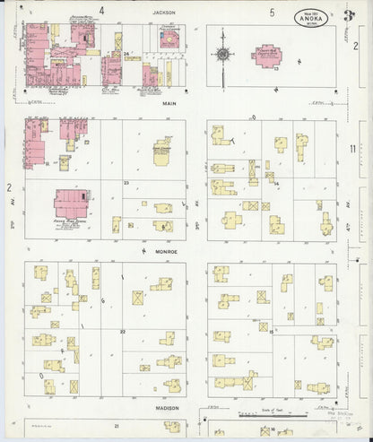 Sanborn Fire Insurance Map from Anoka, Anoka County, Minnesota (1911), Sheet #0003 - Historic Sanborn Fire Insurance Map Print, vintage old map wall art, antique decor, genealogy gift, Minnesota Minnesota map