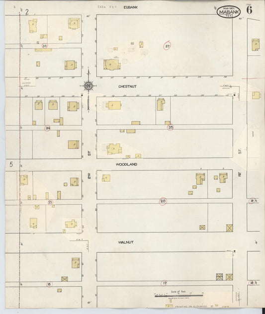 Sanborn Fire Insurance Map from Mabank, Kaufman County, Texas (1934), Sheet #0006 - Historic Sanborn Fire Insurance Map Print, vintage old map wall art, antique decor, genealogy gift, Texas Texas map