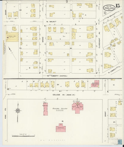 Sanborn Fire Insurance Map from Ashland, Ashland County, Ohio (1911), Sheet #0015 - Historic Sanborn Fire Insurance Map Print, vintage old map wall art, antique decor, genealogy gift, Ohio Ohio map