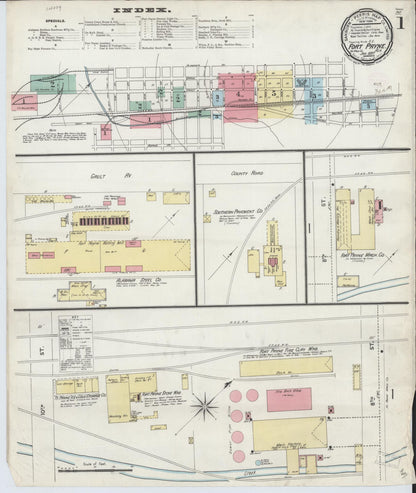 Sanborn Fire Insurance Map from Fort Payne, Dekalb County, Alabama (1897), Sheet #0001 - Complete Map Set gallery image, historic Sanborn map, vintage wall art, Alabama Alabama