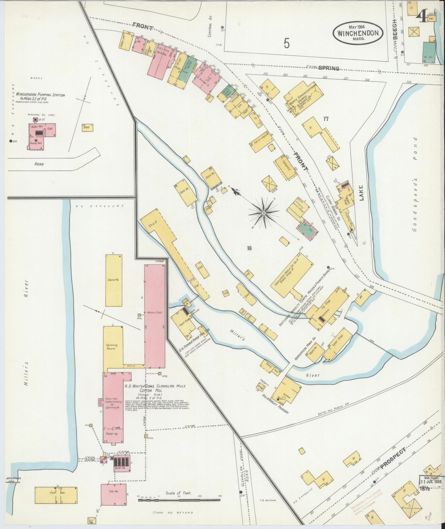 Sanborn Fire Insurance Map from Winchendon, Worcester County, Massachusetts (1904), Sheet #0004 - Complete Map Set gallery image, historic Sanborn map, vintage wall art, Massachusetts Massachusetts
