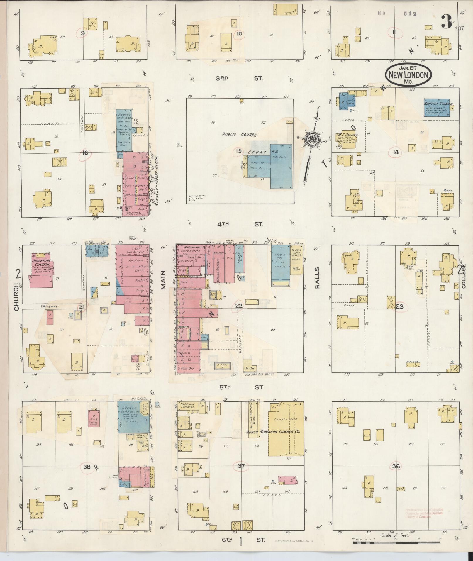 Sanborn Fire Insurance Map from New London, Ralls County, Missouri (1937), Sheet #0003 - Complete Map Set gallery image, historic Sanborn map, vintage wall art, Missouri Missouri