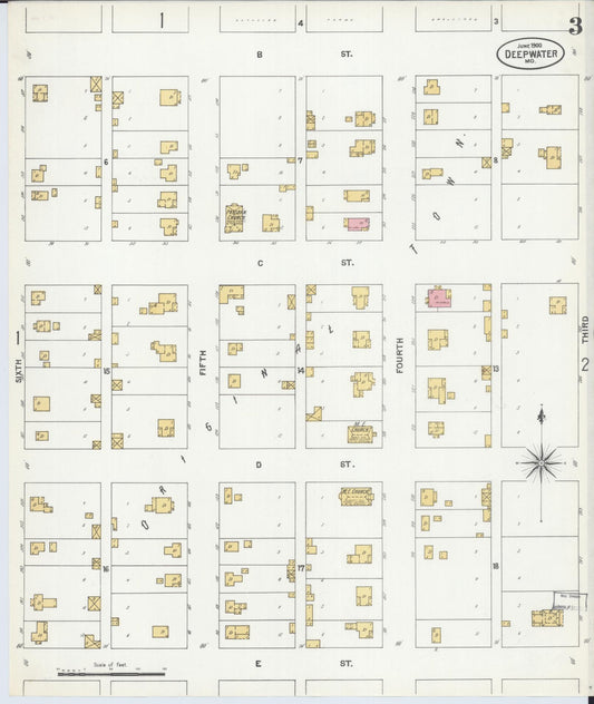 Sanborn Fire Insurance Map from Deepwater, Henry County, Missouri (1900), Sheet #0003 - Historic Sanborn Fire Insurance Map Print, vintage old map wall art, antique decor, genealogy gift, Missouri Missouri map