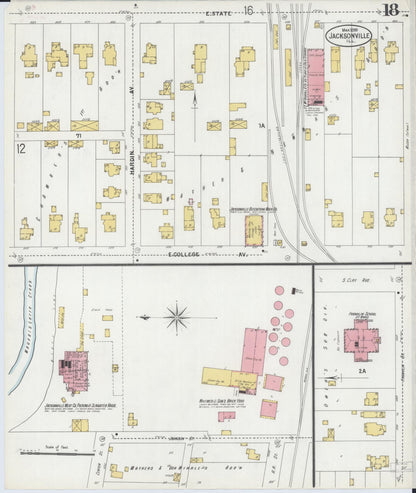 Sanborn Fire Insurance Map from Jacksonville, Morgan County, Illinois (1899), Sheet #0018 - Historic Sanborn Fire Insurance Map Print, vintage old map wall art, antique decor, genealogy gift, Illinois Illinois map
