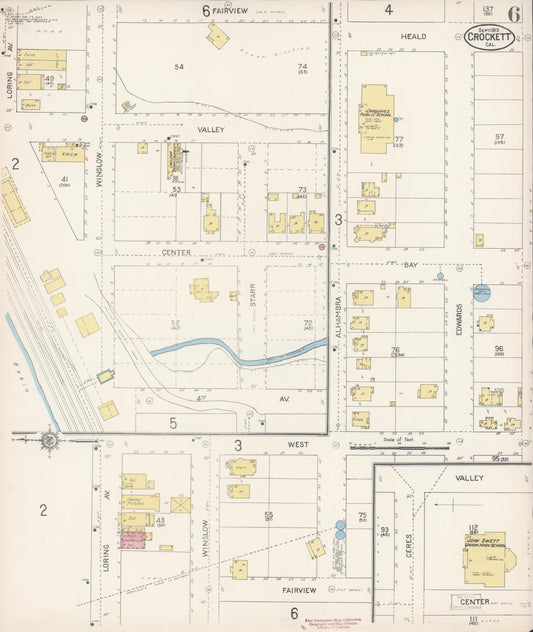 Sanborn Fire Insurance Map from Crockett, Contra Costa County, California (1913), Sheet #0006 - Historic Sanborn Fire Insurance Map Print, vintage old map wall art, antique decor, genealogy gift, California California map