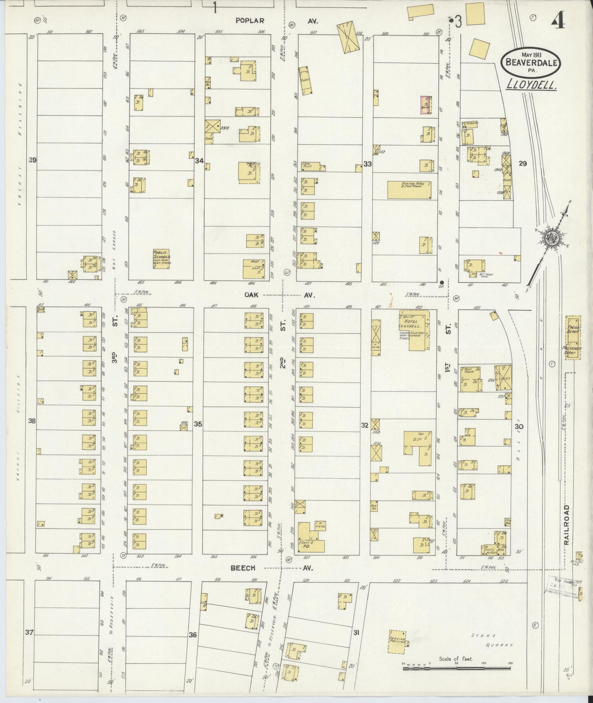 Sanborn Fire Insurance Map from Beaverdale, Cambria County, Pennsylvania (1911), Sheet #0004 - Complete Map Set gallery image, historic Sanborn map, vintage wall art, Pennsylvania Pennsylvania