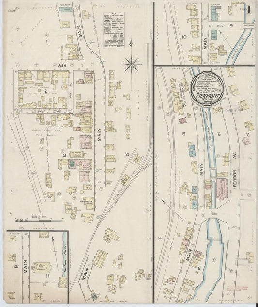 Sanborn Fire Insurance Map from Piermont, Rockland County, New York (1887), Sheet #0001 - Historic Sanborn Fire Insurance Map Print, vintage old map wall art, antique decor, genealogy gift, New York New York map