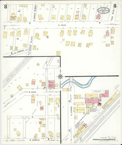 Sanborn Fire Insurance Map from Louisville, Stark County, Ohio (1923), Sheet #0008 - Historic Sanborn Fire Insurance Map Print, vintage old map wall art, antique decor, genealogy gift, Ohio Ohio map