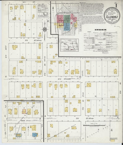 Sanborn Fire Insurance Map from Ellendale, Dickey County, North Dakota (1919), Sheet #0001 - Complete Map Set gallery image, historic Sanborn map, vintage wall art, North Dakota North Dakota