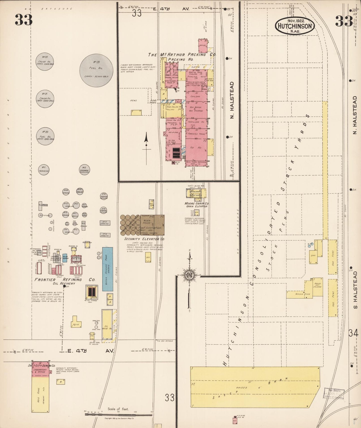 Sanborn Fire Insurance Map from Hutchinson, Reno County, Kansas (1922), Sheet #0034 - Complete Map Set gallery image, historic Sanborn map, vintage wall art, Kansas Kansas