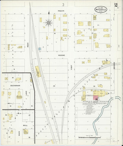Sanborn Fire Insurance Map from Waterville, Le Sueur County, Minnesota (1909), Sheet #0002 - Complete Map Set gallery image, historic Sanborn map, vintage wall art, Minnesota Minnesota