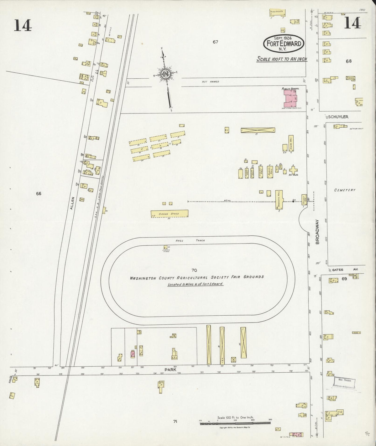 Sanborn Fire Insurance Map from Fort Edward, Washington County, New York (1924), Sheet #0014 - Complete Map Set gallery image, historic Sanborn map, vintage wall art, New York New York