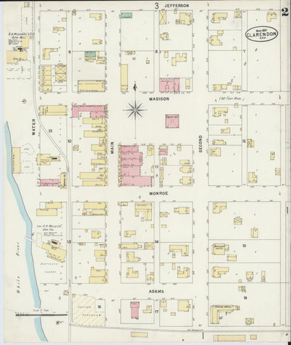 Sanborn Fire Insurance Map from Clarendon, Monroe County, Arkansas (1897), Sheet #0002 - Complete Map Set gallery image, historic Sanborn map, vintage wall art, Arkansas Arkansas
