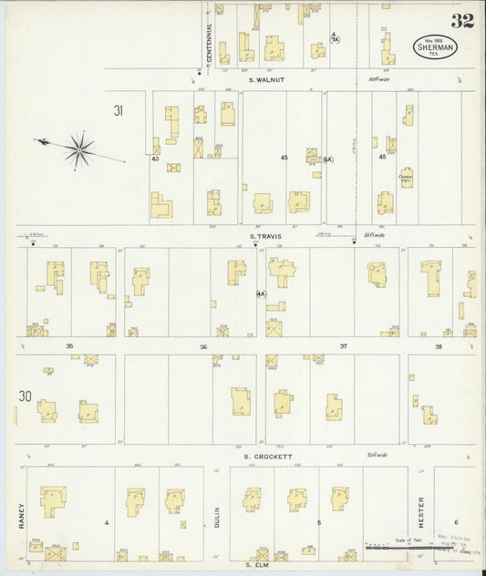 Sanborn Fire Insurance Map from Sherman, Grayson County, Texas (1908), Sheet #0032 - Historic Sanborn Fire Insurance Map Print, vintage old map wall art, antique decor, genealogy gift, Texas Texas map