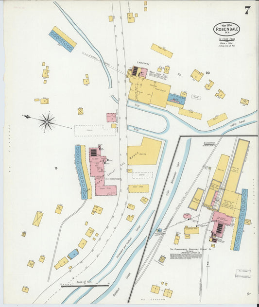 Sanborn Fire Insurance Map from Rosendale, Ulster County, New York (1904), Sheet #0007 - Historic Sanborn Fire Insurance Map Print, vintage old map wall art, antique decor, genealogy gift, New York New York map