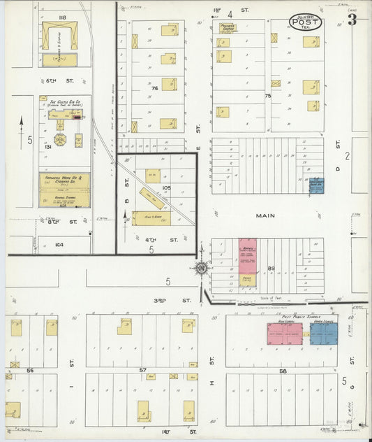 Sanborn Fire Insurance Map from Post, Garza County, Texas (1921), Sheet #0003 - Historic Sanborn Fire Insurance Map Print, vintage old map wall art, antique decor, genealogy gift, Texas Texas map