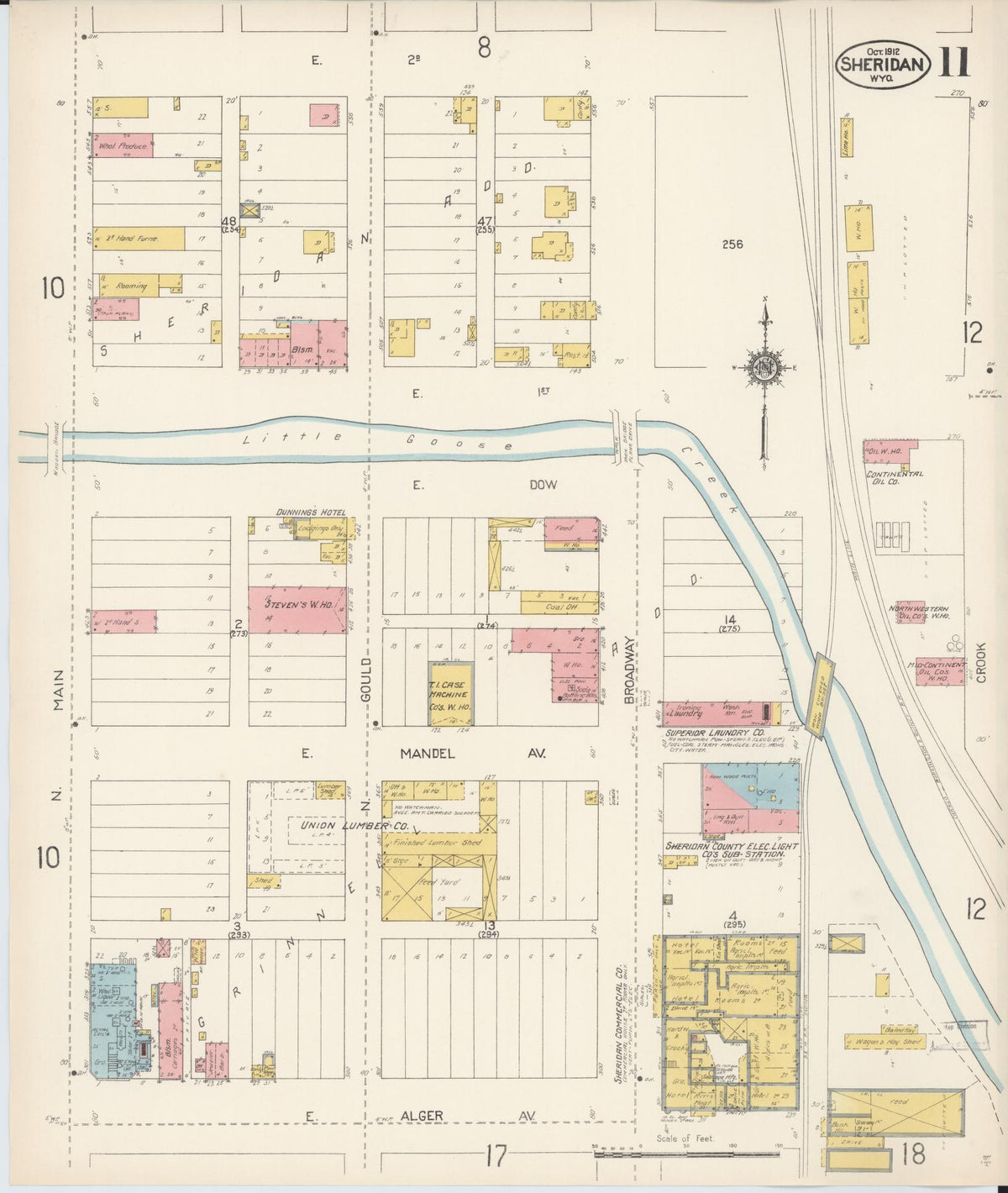 Sanborn Fire Insurance Map from Sheridan, Sheridan County, Wyoming (1912), Sheet #0011 - Complete Map Set gallery image, historic Sanborn map, vintage wall art, Wyoming Wyoming
