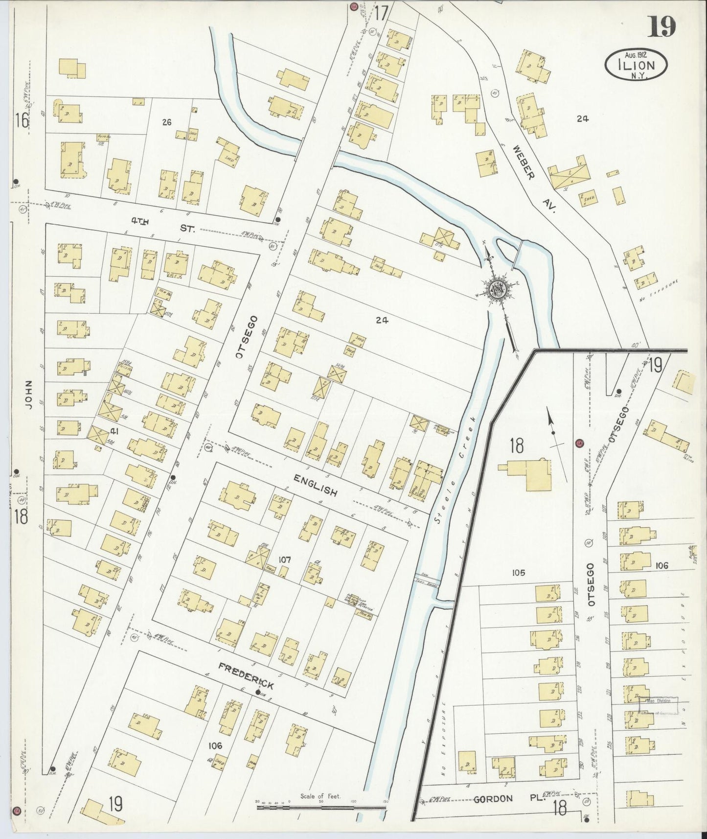 Sanborn Fire Insurance Map from Ilion, Herkimer County, New York (1912), Sheet #0019 - Complete Map Set gallery image, historic Sanborn map, vintage wall art, New York New York