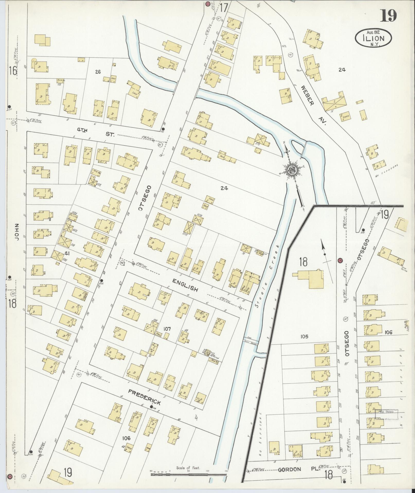 Sanborn Fire Insurance Map from Ilion, Herkimer County, New York (1912), Sheet #0019 - Complete Map Set gallery image, historic Sanborn map, vintage wall art, New York New York