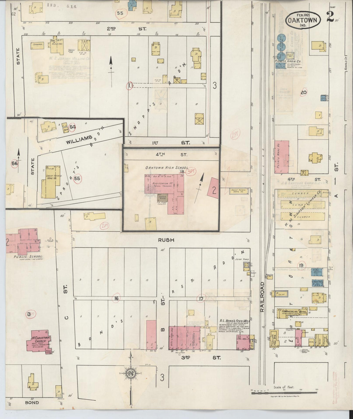 Sanborn Fire Insurance Map from Oaktown, Knox County, Indiana (1932), Sheet #0002 - Historic Sanborn Fire Insurance Map Print, vintage old map wall art, antique decor, genealogy gift, Indiana Indiana map