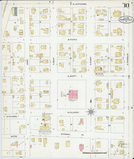 Sanborn Fire Insurance Map from Kirksville, Adair County, Missouri (1906), Sheet #0010 - Historic Sanborn Fire Insurance Map Print, vintage old map wall art, antique decor, genealogy gift, Missouri Missouri map