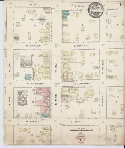 Sanborn Fire Insurance Map from Stanton, Montcalm County, Michigan (1884), Sheet #0001 - Historic Sanborn Fire Insurance Map Print, vintage old map wall art, antique decor, genealogy gift, Michigan Michigan map