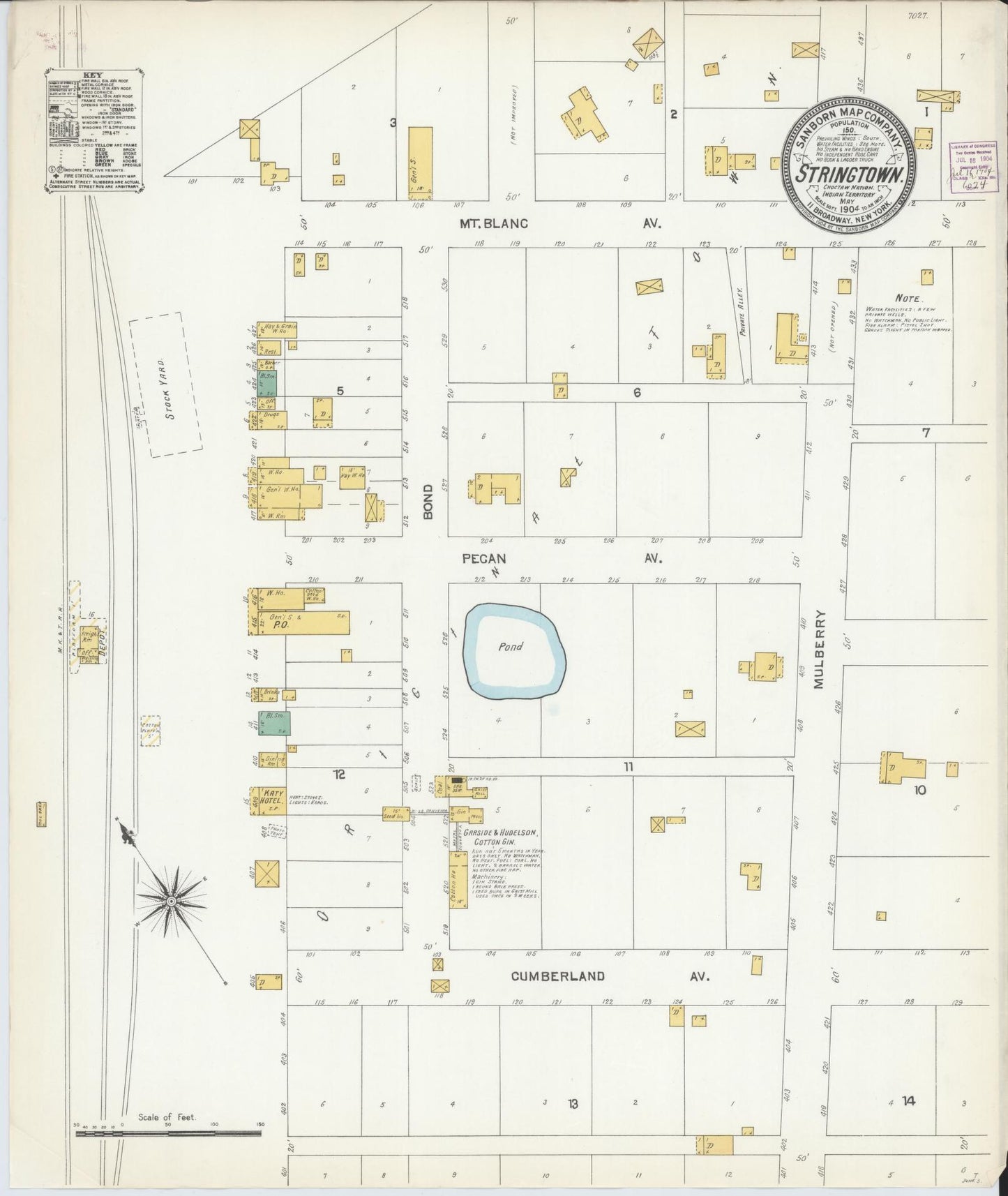 Sanborn Fire Insurance Map from Stringtown, Atoka County, Oklahoma (1904), Sheet #0001 - Historic Sanborn Fire Insurance Map Print, vintage old map wall art, antique decor, genealogy gift, Oklahoma Oklahoma map