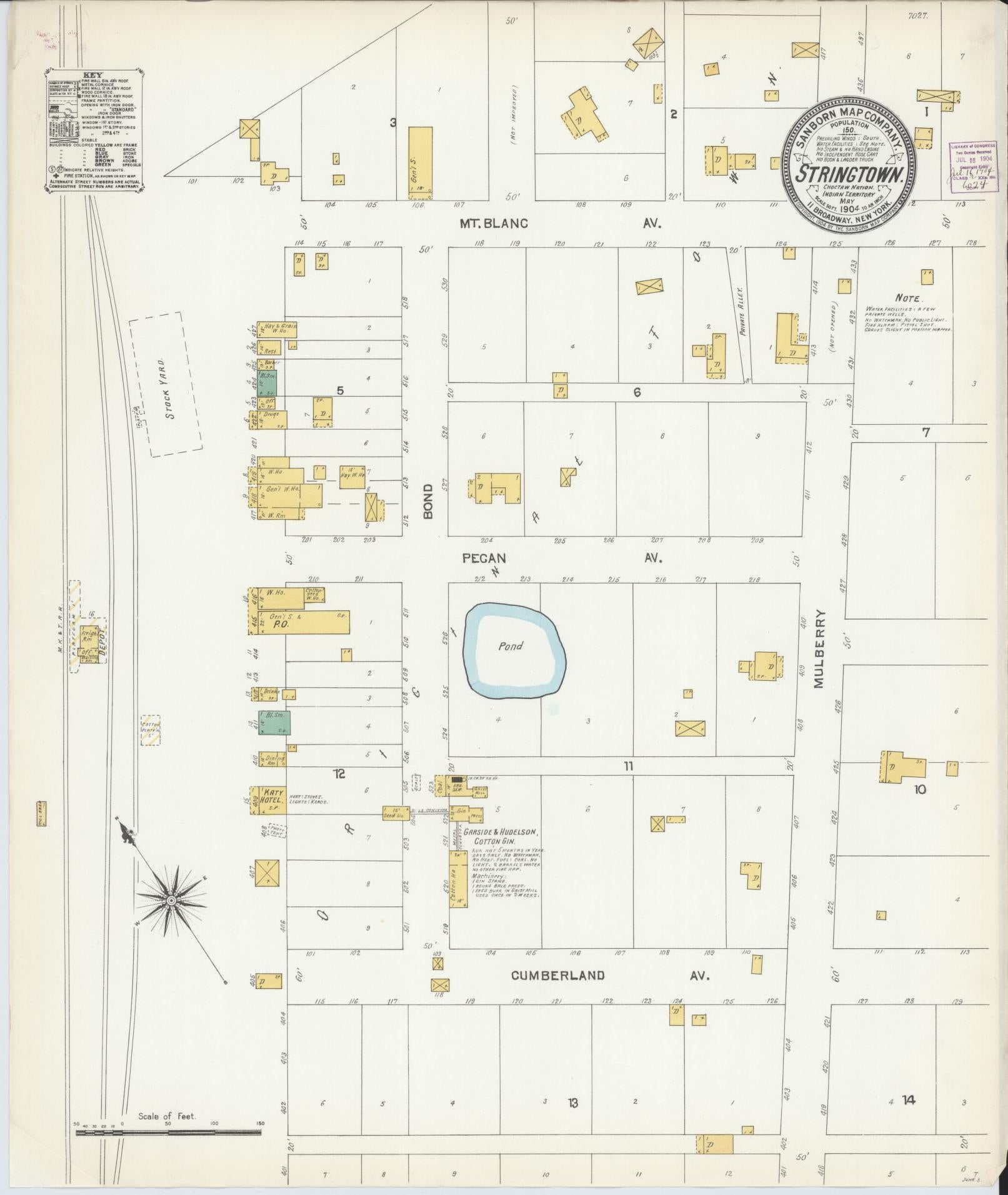 Sanborn Fire Insurance Map from Stringtown, Atoka County, Oklahoma (1904), Sheet #0001 - Historic Sanborn Fire Insurance Map Print, vintage old map wall art, antique decor, genealogy gift, Oklahoma Oklahoma map