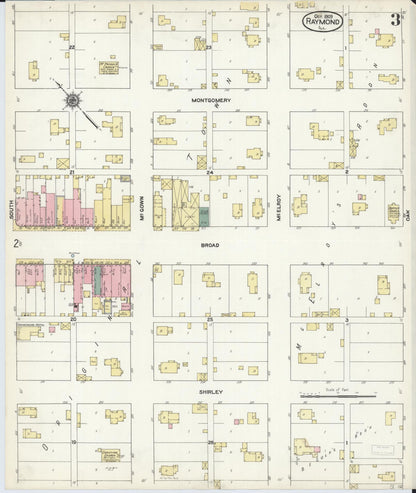 Sanborn Fire Insurance Map from Raymond, Montgomery County, Illinois (1909), Sheet #0003 - Historic Sanborn Fire Insurance Map Print, vintage old map wall art, antique decor, genealogy gift, Illinois Illinois map
