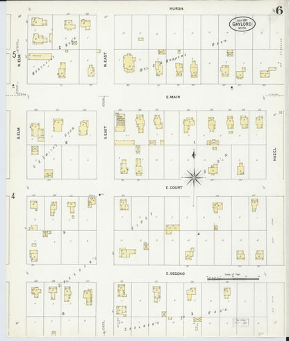 Sanborn Fire Insurance Map from Gaylord, Otsego County, Michigan (1907), Sheet #0006 - Complete Map Set gallery image, historic Sanborn map, vintage wall art, Michigan Michigan
