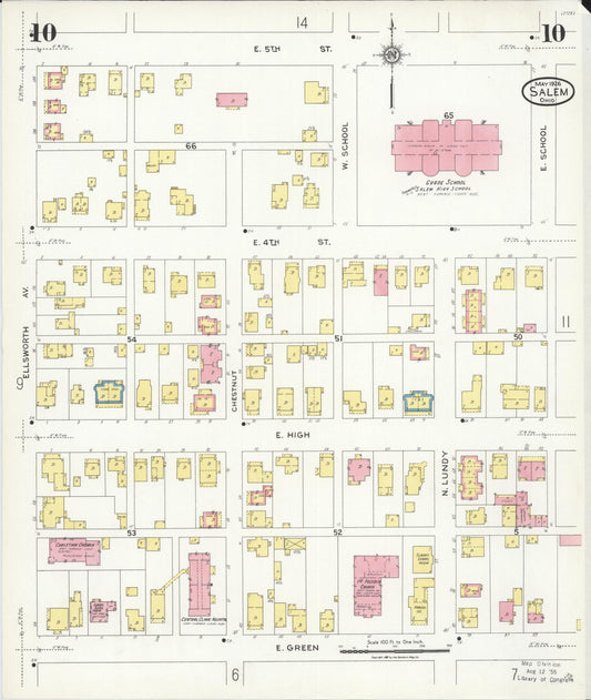 Sanborn Fire Insurance Map from Salem, Columbiana County, Ohio (1926), Sheet #0010 - Historic Sanborn Fire Insurance Map Print, vintage old map wall art, antique decor, genealogy gift, Ohio Ohio map