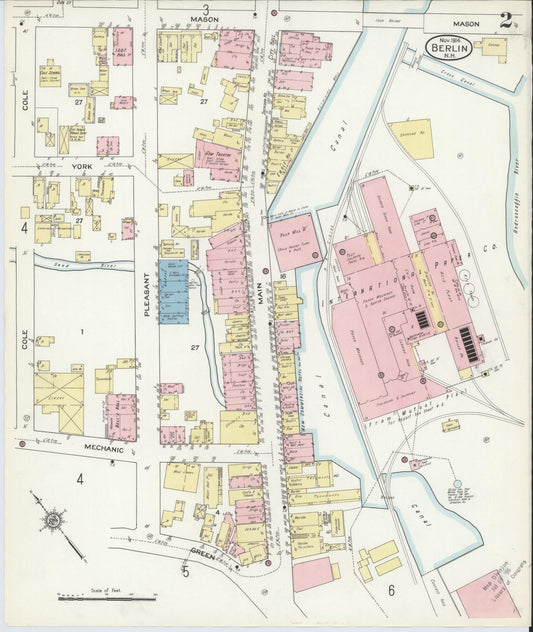Sanborn Fire Insurance Map from Berlin, Coos County, New Hampshire (1914), Sheet #0002 - Historic Sanborn Fire Insurance Map Print, vintage old map wall art, antique decor, genealogy gift, New Hampshire New Hampshire map