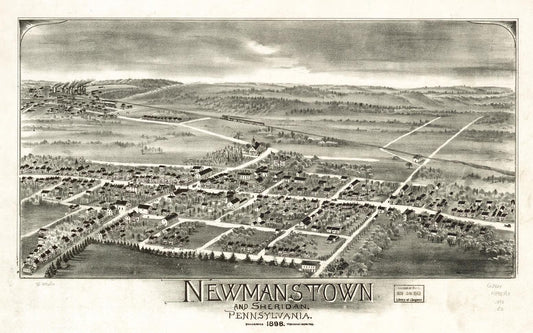 Newmanstown and Sheridan, Pennsylvania 1898. (1898) – Historic Bird’s-Eye View Panorama Print