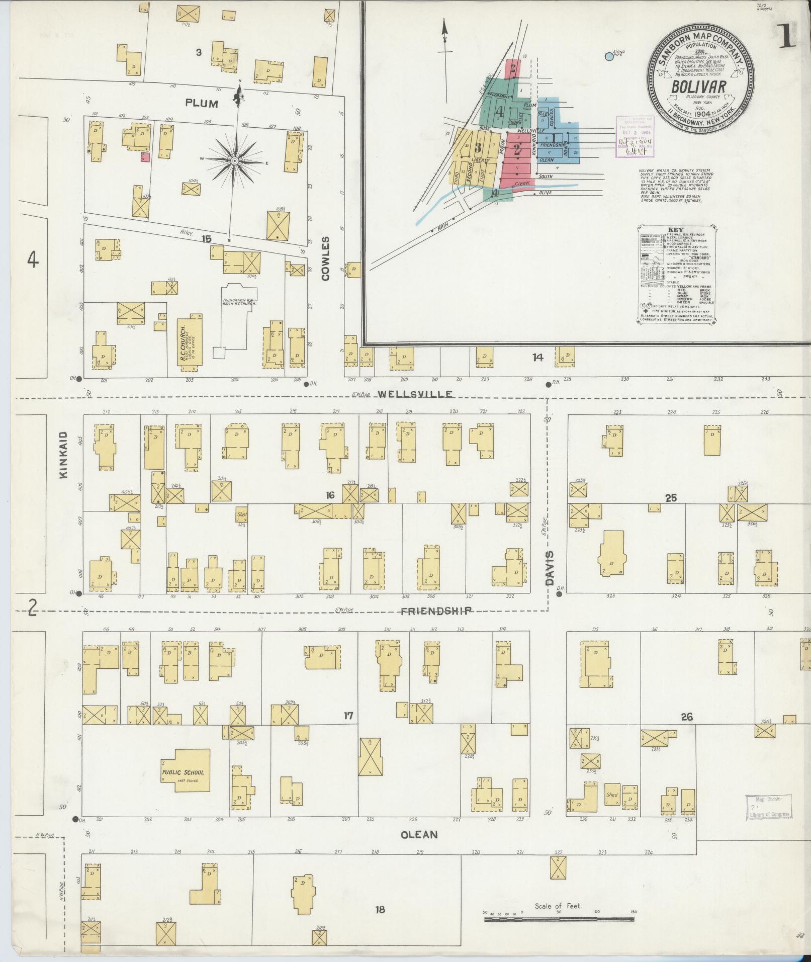 Sanborn Fire Insurance Map from Bolivar, Allegany County, New York. (1904) – Historic Sanborn Fire Insurance Map Print