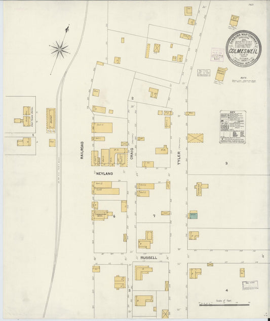 Sanborn Fire Insurance Map from Colmesneil, Tyler County, Texas (1904), Sheet #0001 - Historic Sanborn Fire Insurance Map Print, vintage old map wall art, antique decor, genealogy gift, Texas Texas map
