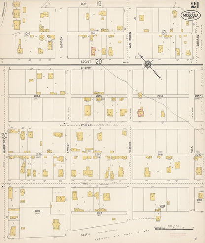 Sanborn Fire Insurance Map from Missoula, Missoula County, Montana (1912), Sheet #0021 - Complete Map Set gallery image, historic Sanborn map, vintage wall art, Montana Montana