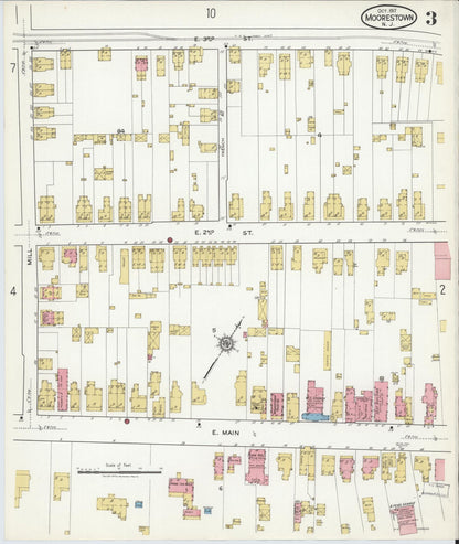Sanborn Fire Insurance Map from Moorestown, Burlington County, New Jersey (1917), Sheet #0003 - Complete Map Set gallery image, historic Sanborn map, vintage wall art, New Jersey New Jersey